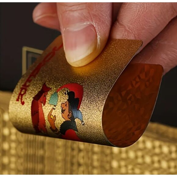 Gold Foil Playing Cards Men Women Poker Games Cut Box - Picture 9 of 9